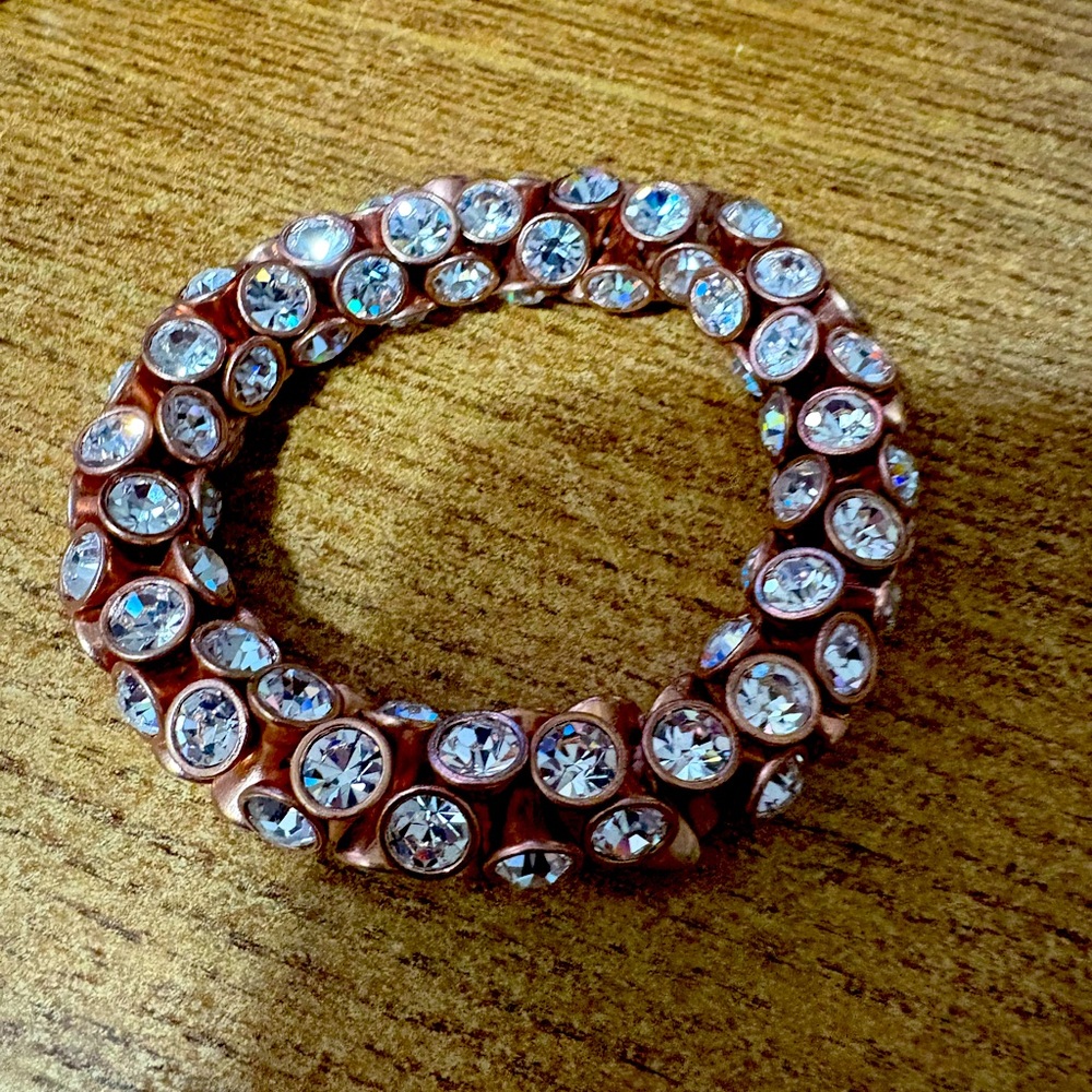 B-41 Rose gold tone rhinestone bracelet